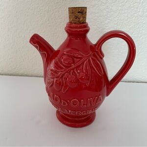 Cur La Table Red Olive Oil Ceramic Dispenser Made in Italy